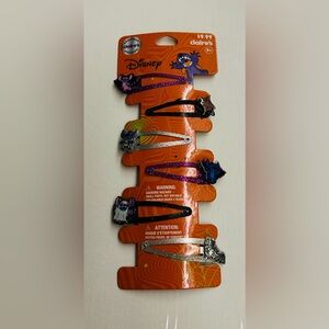 New 6 Disney Stitch Claire's Small Glitter Hair Clips 2 1/4" x 5/8" Halloween